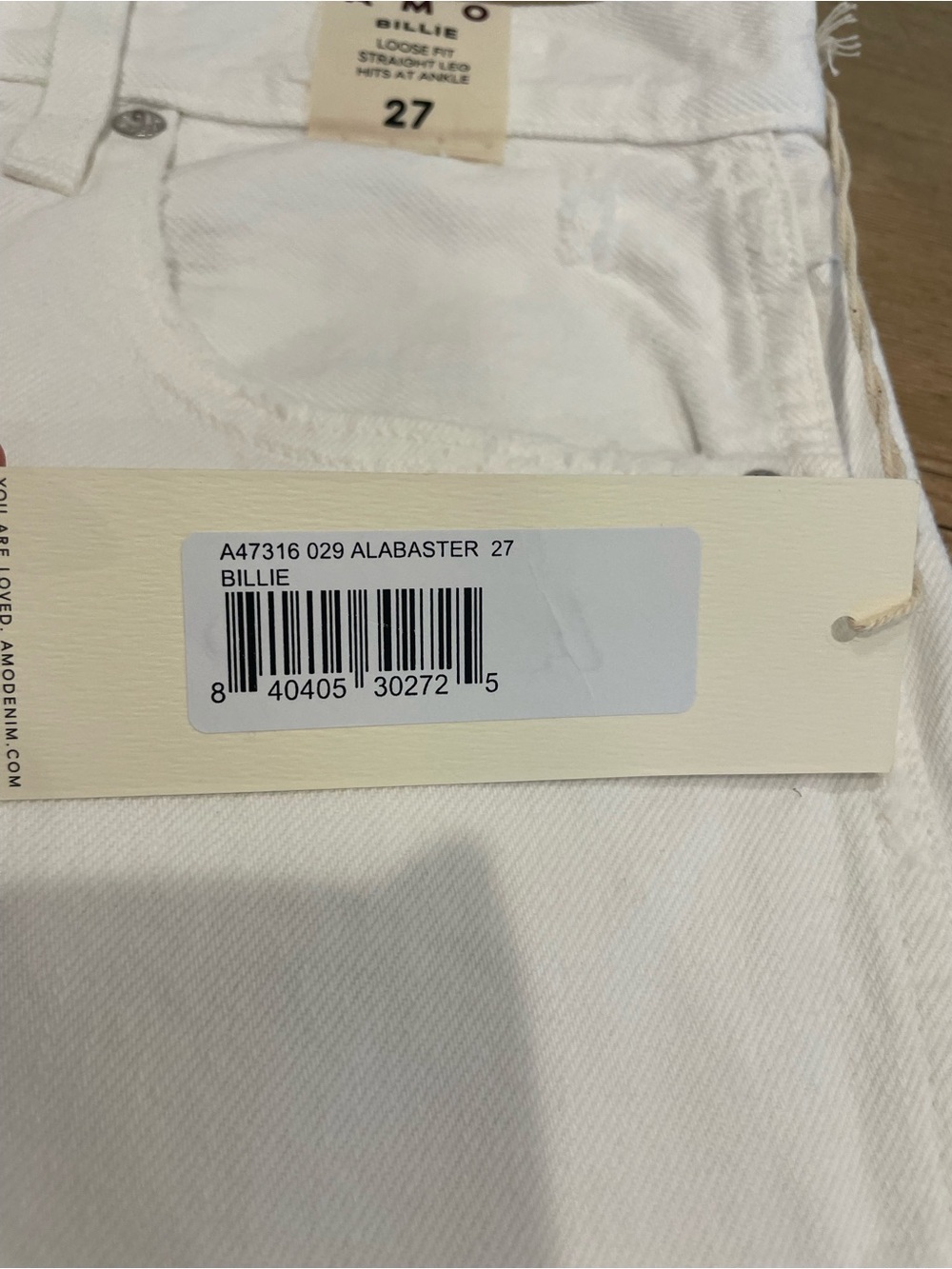 AMO Billie in Alabaster NWT size 27 - Picture 5 of 8